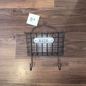 Mounted Hooks with Basket with “Bath” sign